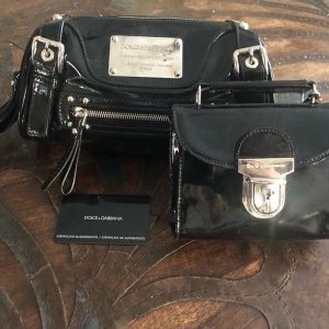 Dolce and Gabbana patent leather clutch and belt bag