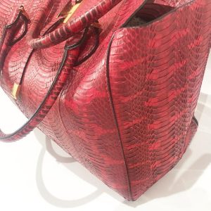 Michael Kors Large Miranda Red Python Skin Leather Satchel