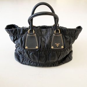 PRADA gathered Nappa leather handbag Gaufre Tote Exquisite condition