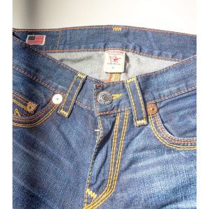 True Religion Jeans Brown And Yellow Stitching