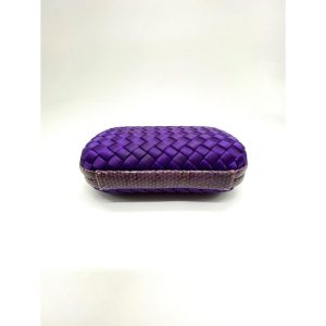 Bottega Veneta Purple Intrecciato Satin Knot Clutch