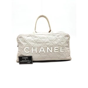 Chanel Grey Quilted Canvas Bowler Bag