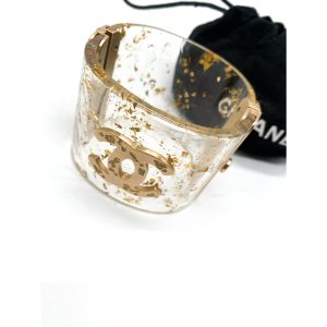 Chanel Clear Resin and Gold Flakes Cuff