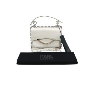 Karl Lagerfeld K/Seven White Chain and Leather Crossbody Bag