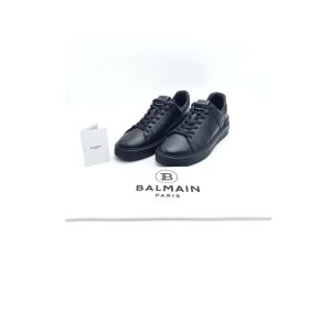 Balmain Black Leather B-Court Low-Top Sneakers
