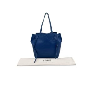 Céline Cabas Phantom Blue Drummed Calfskin Leather Tote / Shoulder Bag