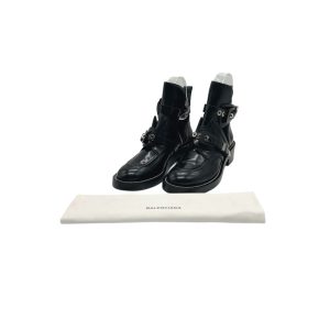 Balenciaga Ceinture Black Leather Buckled Boots