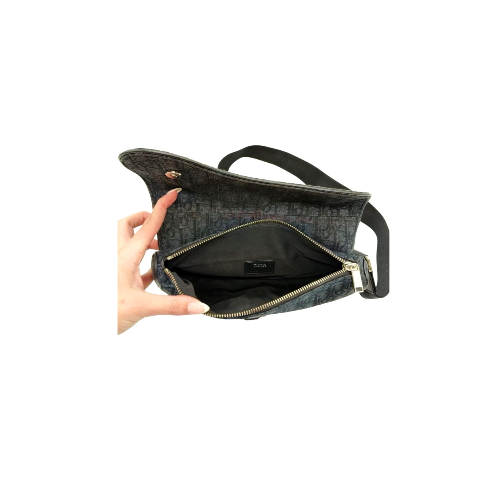 Dior Black Oblique Jaquard Saddle Bag - Image 4