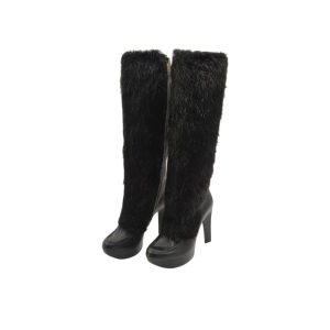 Robert Clergerie Neva Faux Fur Leather Tall Boots Size 36