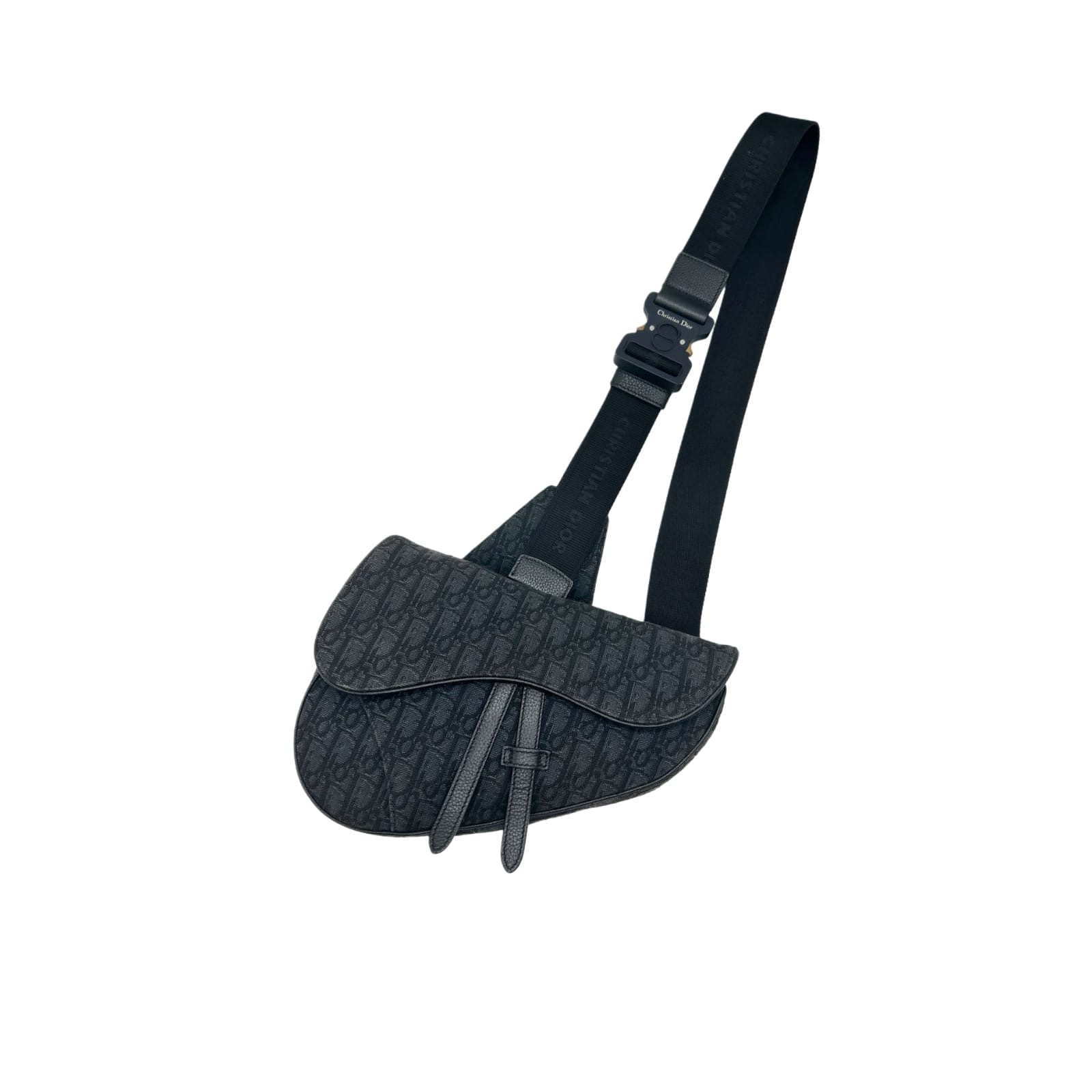 Dior Black Oblique Jaquard Saddle Bag - Image 8