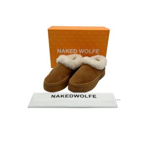 Naked Wolfe Tan Brown Suede Platform Slippers Size UK 10 / EU 44