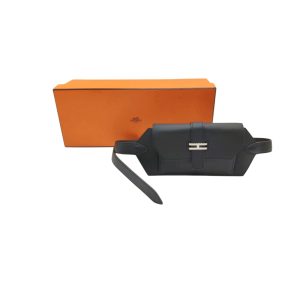 Hermès Black Elan  Pocket 24 Belt Bag Noir Swift Leather Waist Bag