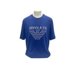 Armani Jeans Blue Logo Print Cotton T-Shirt Size XL