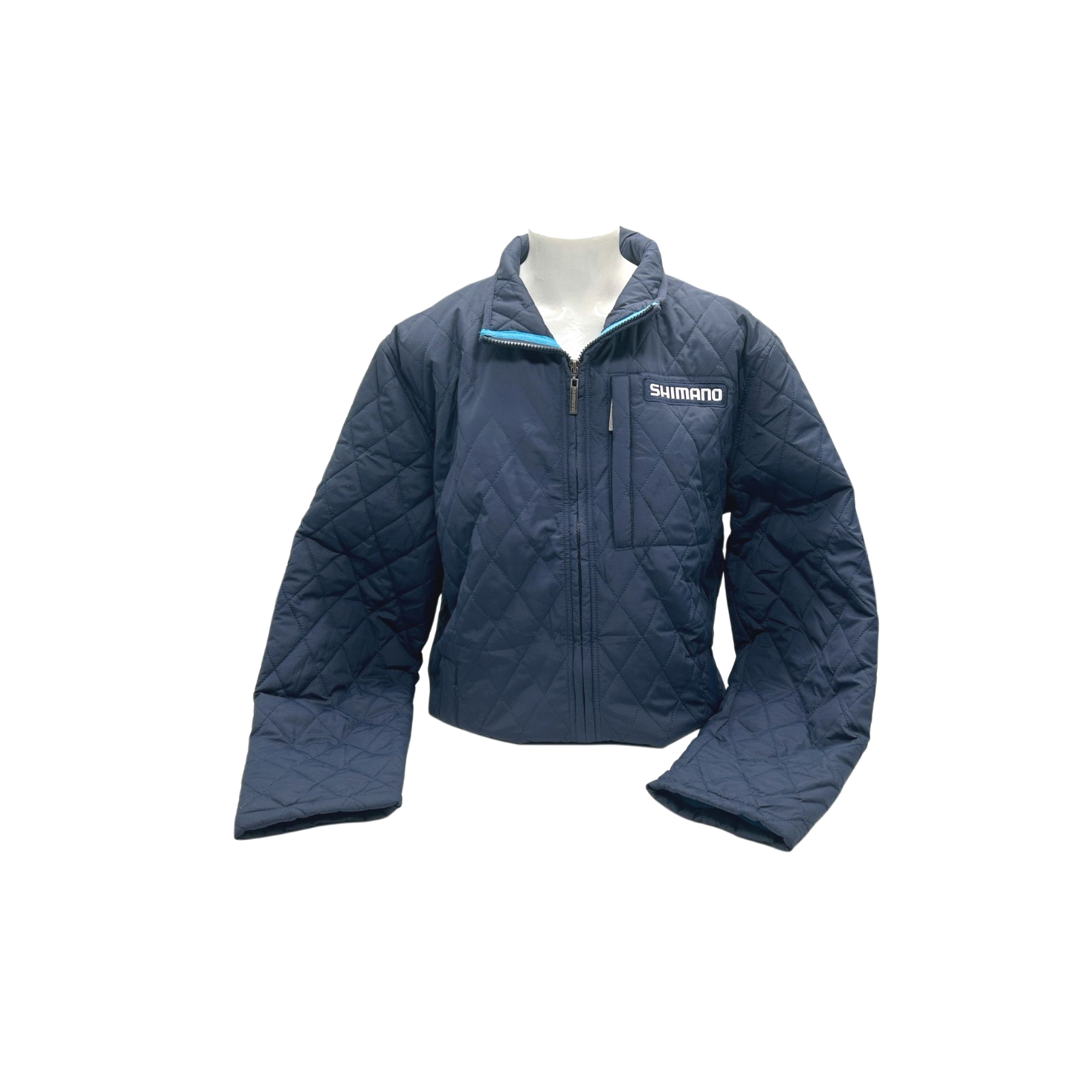 Shimano Navy Blue Diamond Quilted Cycling Puffer Jacket – Size Medium - Image 7