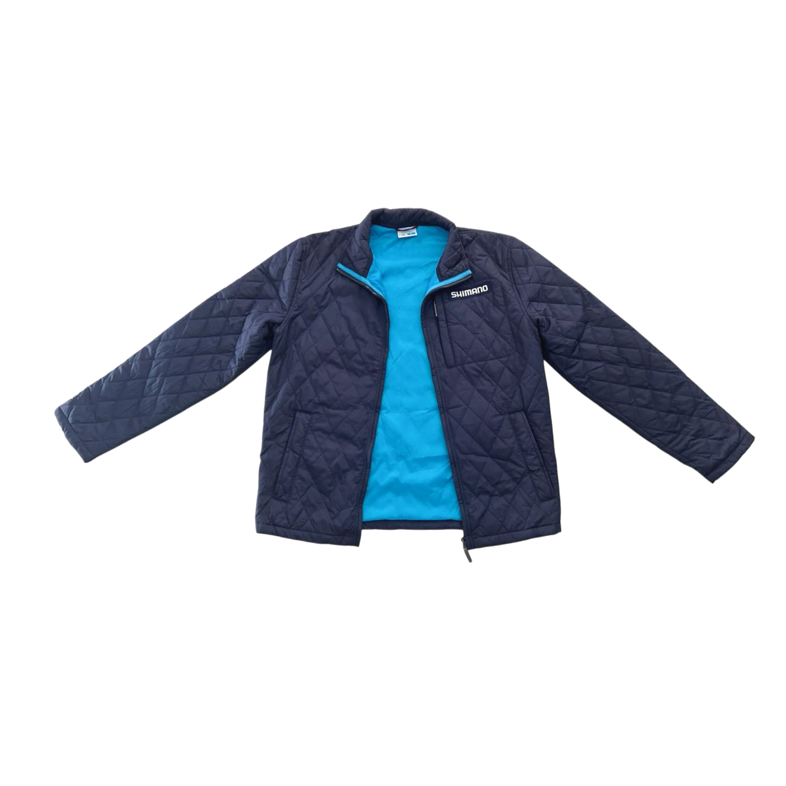Shimano Navy Blue Diamond Quilted Cycling Puffer Jacket – Size Medium - Image 6