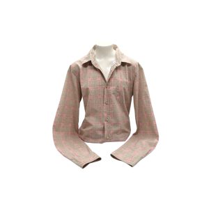 Bottega Veneta Pink & Grey Checkered Long-Sleeved Shirt