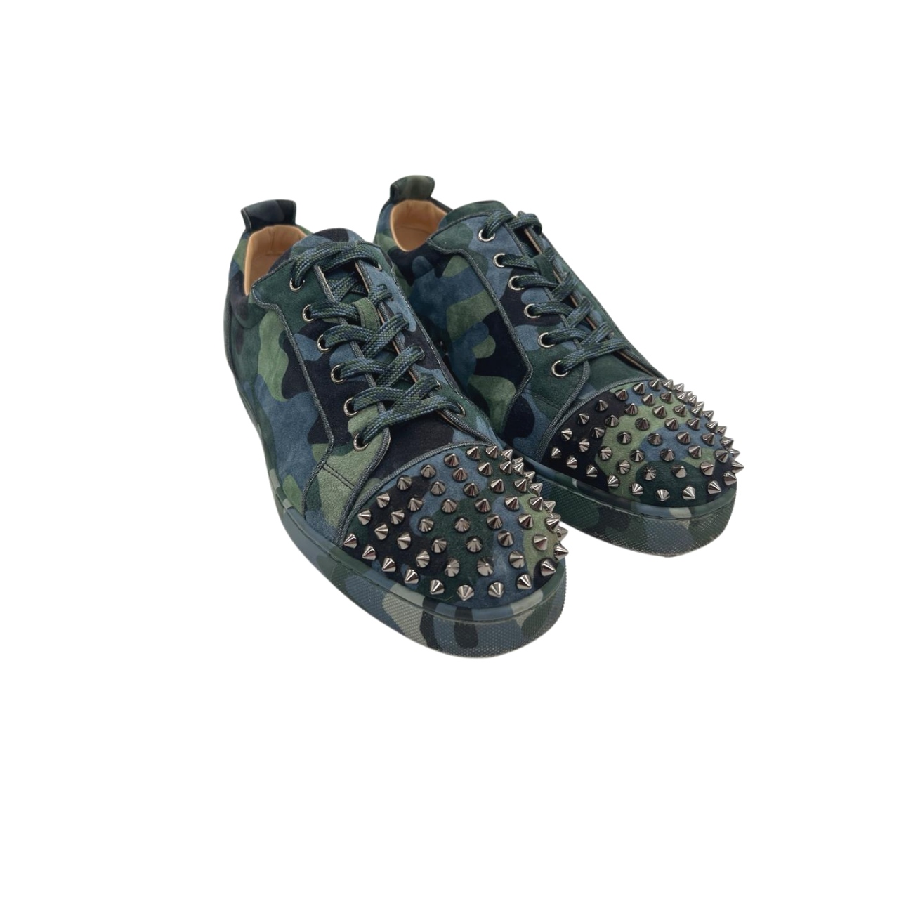 Christian Louboutin Louis Junior Spiked Orlato Suede Camouflage Print Low-Cut Sneakers – Size 43 - Image 3