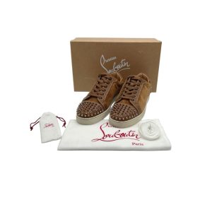 Christian Louboutin Brown Louis Junior Spikes Sneakers – Size 43