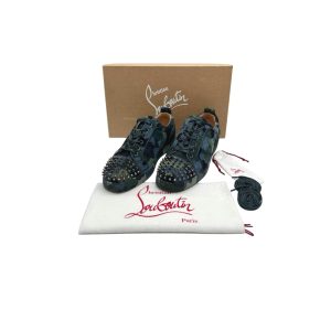 Christian Louboutin Louis Junior Spiked Orlato Suede Camouflage Print Low-Cut Sneakers – Size 43