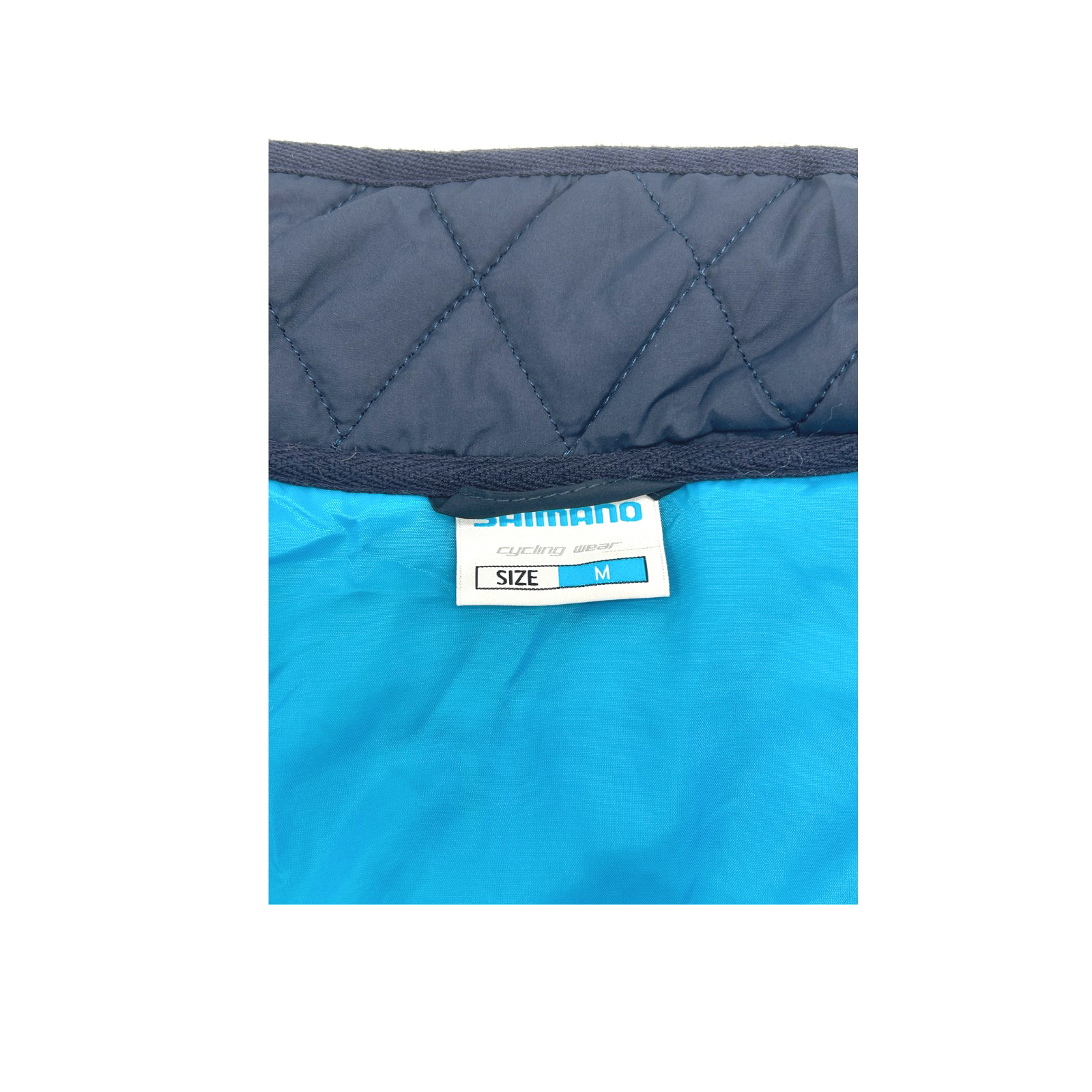Shimano Navy Blue Diamond Quilted Cycling Puffer Jacket – Size Medium - Image 10