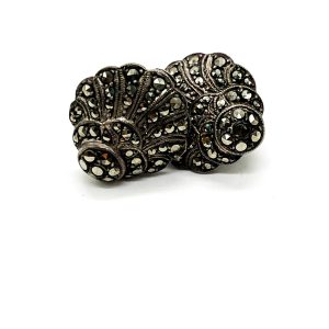 Vintage Sterling Silver Marcasite Shell-shaped Earrings