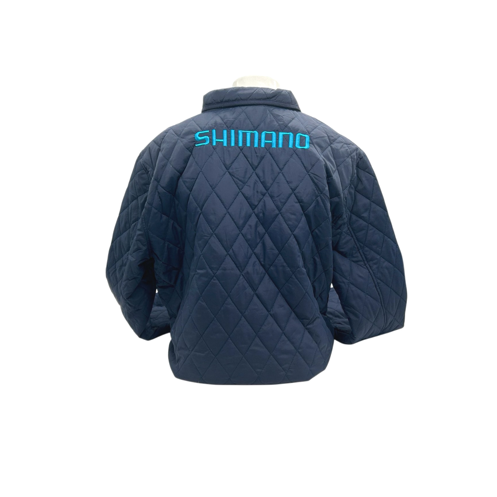 Shimano Navy Blue Diamond Quilted Cycling Puffer Jacket – Size Medium - Image 8