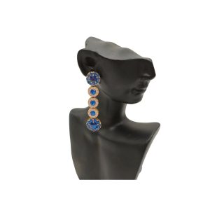 15k Yellow Gold Sapphire and White Topaz Dangle Earrings