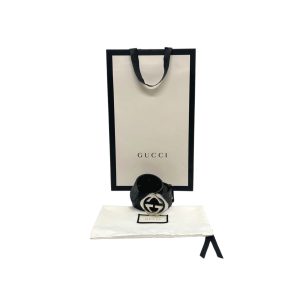 Gucci Interlocking G Guccissima Black Leather Belt Size: 105/42