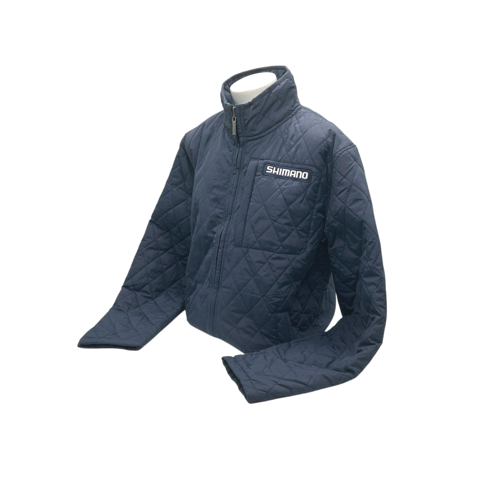 Shimano Navy Blue Diamond Quilted Cycling Puffer Jacket – Size Medium - Image 9