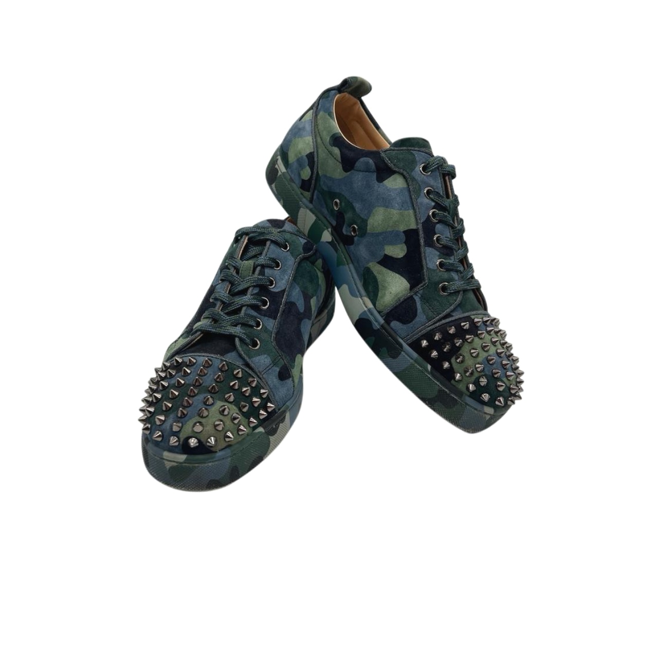 Christian Louboutin Louis Junior Spiked Orlato Suede Camouflage Print Low-Cut Sneakers – Size 43 - Image 6