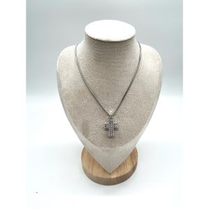 Swarovski Clear Crystal Cross Pendant Necklace – Rhodium Plated