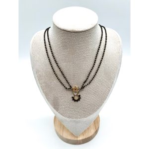 Mangalsutra 18ct Yellow Gold & Onyx Necklace With Ruby Pendant