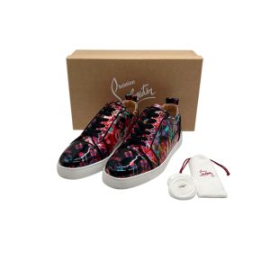 Christian Louboutin Multicolour Patent Leather Louis Junior Spikes Orlato Sneakers – Size 44