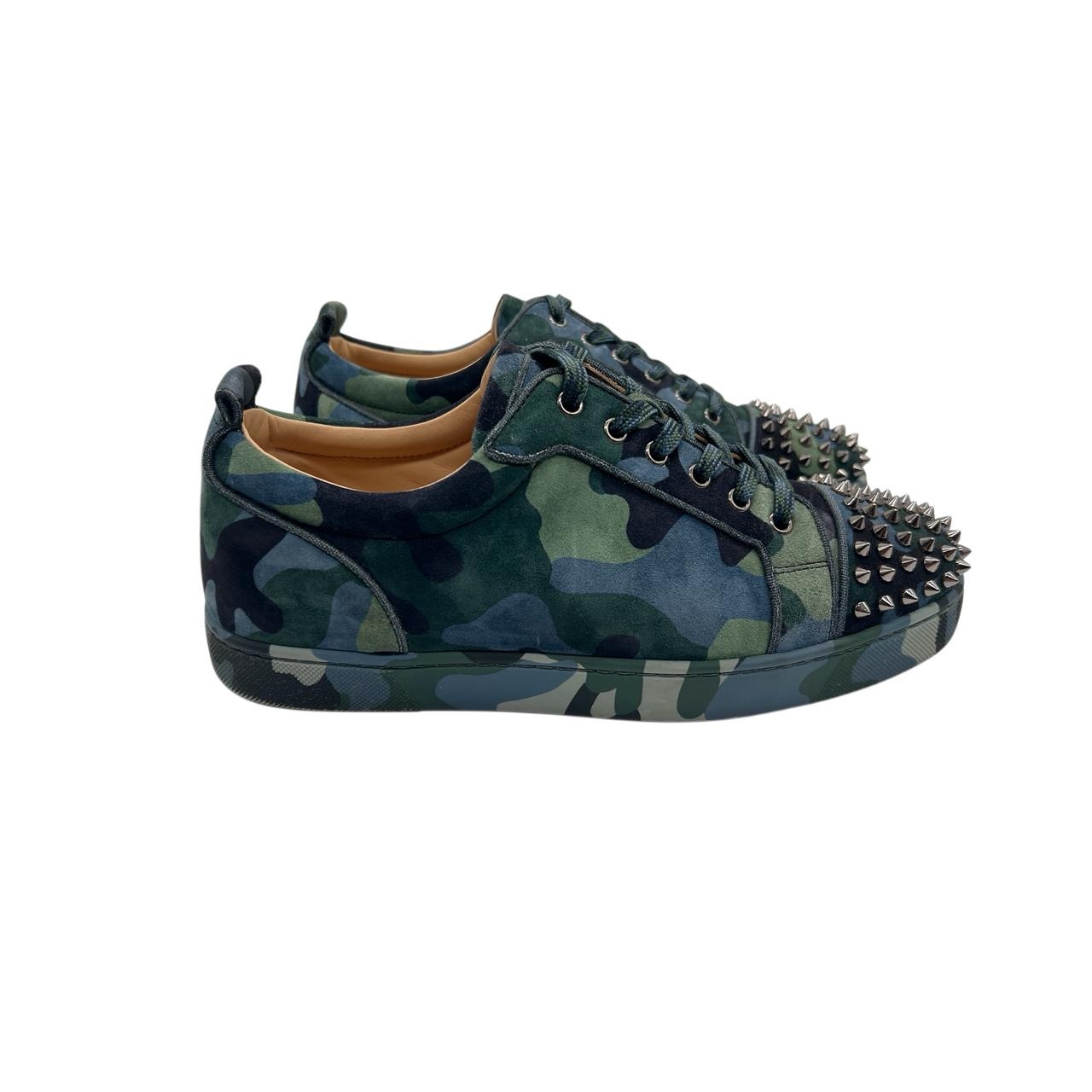 Christian Louboutin Louis Junior Spiked Orlato Suede Camouflage Print Low-Cut Sneakers – Size 43 - Image 8