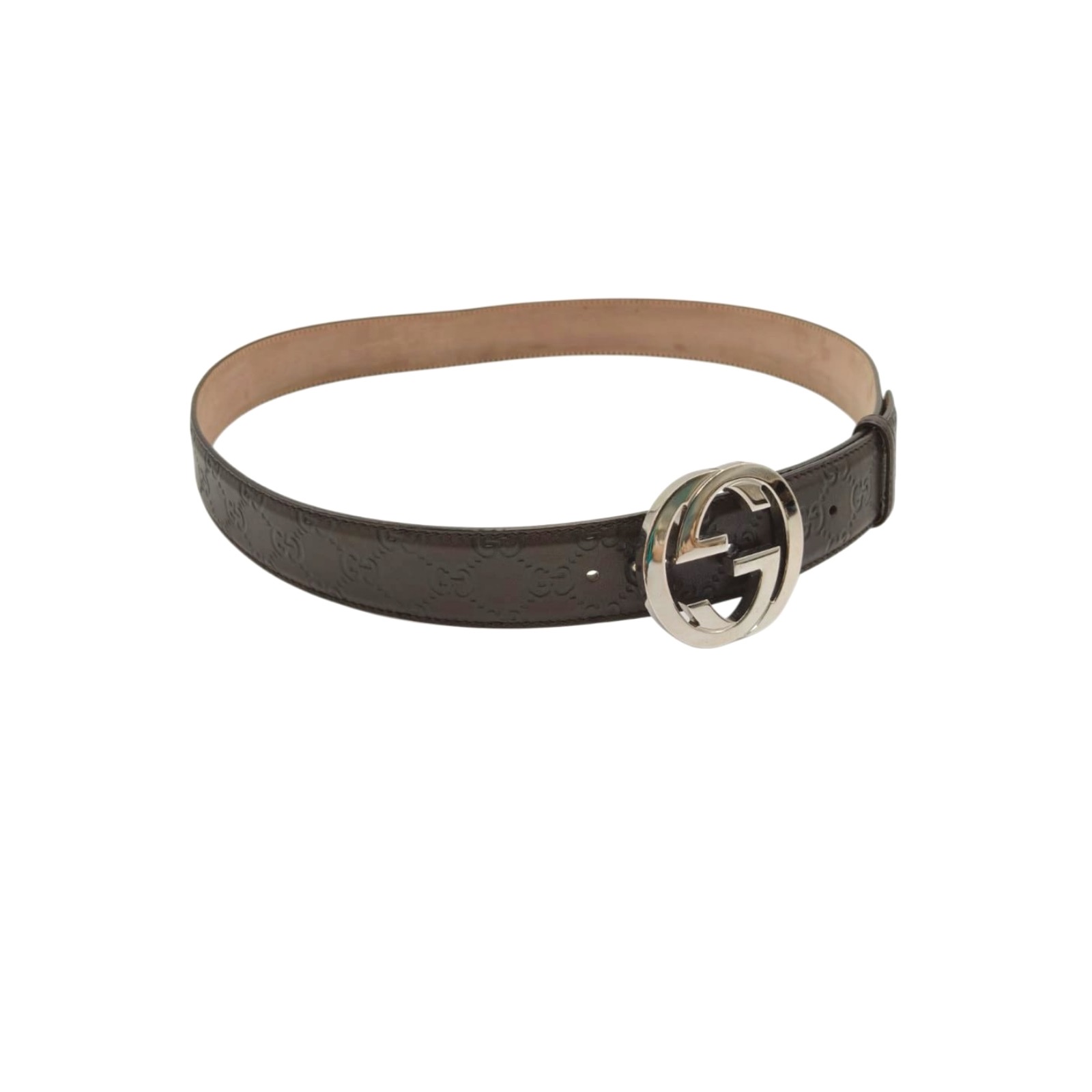 Gucci Guccissima Brown 40mm Leather Interlocking G Buckle Belt Size 105/42 - Image 8