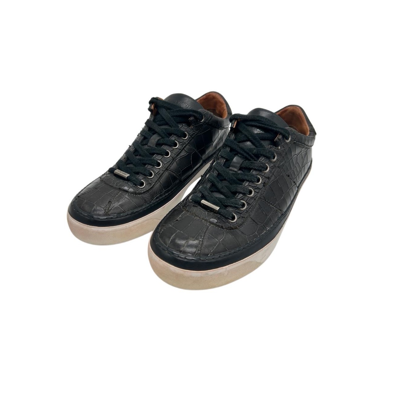 Jimmy Choo Black Croc-Embossed Belgravia Low-Top Sneakers size 39 - Image 8