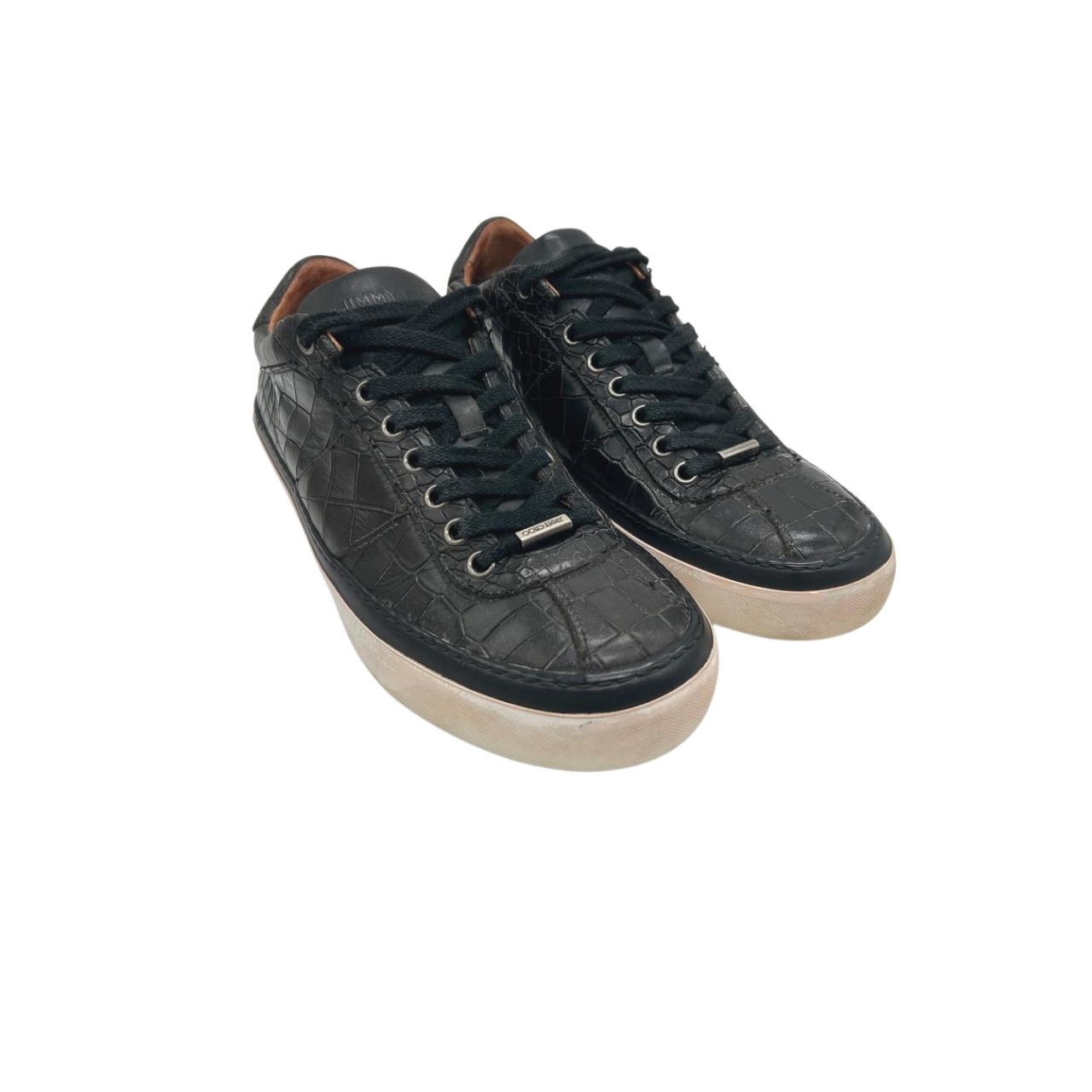 Jimmy Choo Black Croc-Embossed Belgravia Low-Top Sneakers size 39 - Image 3