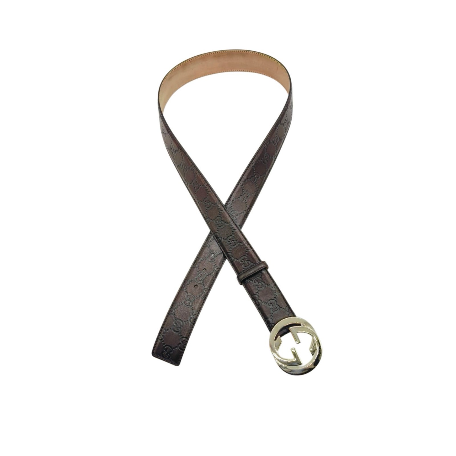 Gucci Guccissima Brown 40mm Leather Interlocking G Buckle Belt Size 105/42 - Image 11