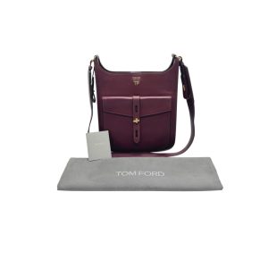 Tom Ford Burgundy T-Twist Leather Shoulder Bag