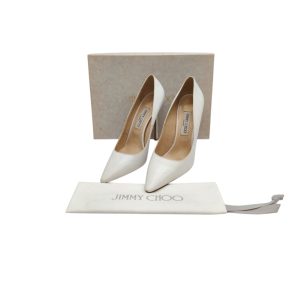 Jimmy Choo Romy White Leather Pointed Toe Pump Heels  Size: 40