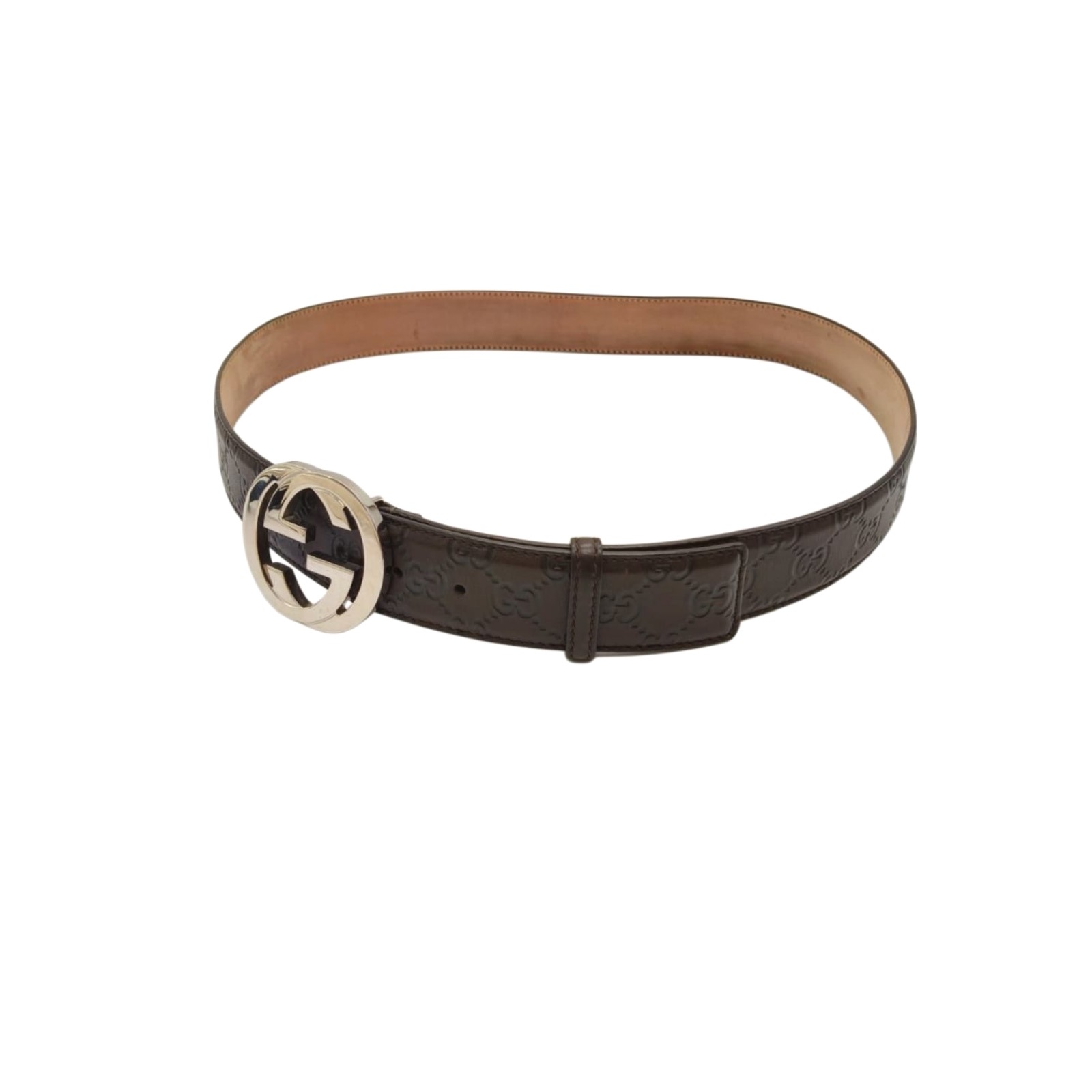 Gucci Guccissima Brown 40mm Leather Interlocking G Buckle Belt Size 105/42 - Image 7