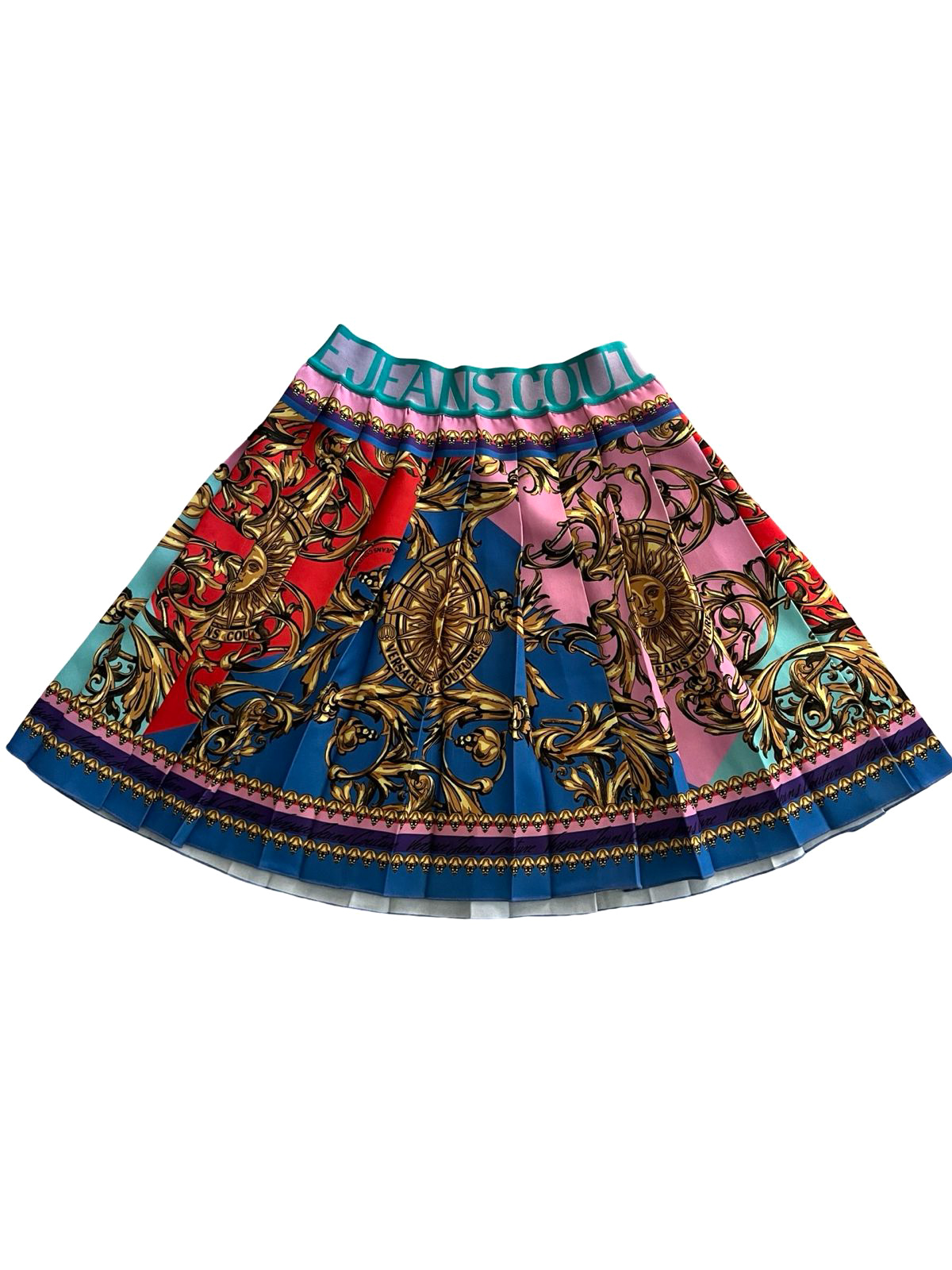 Versace Jeans Couture Baroque Pleated Skirt Size:small - Image 3