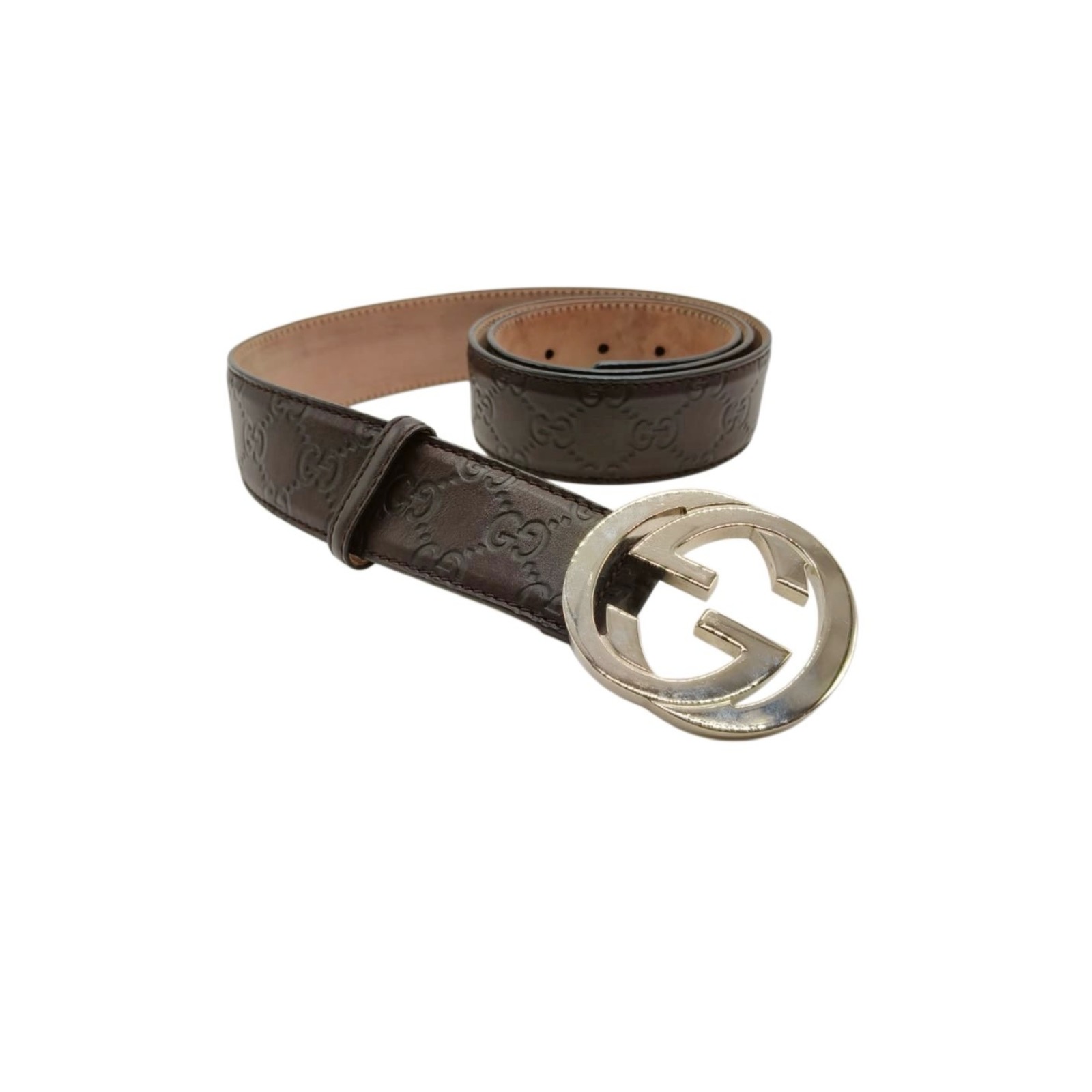 Gucci Guccissima Brown 40mm Leather Interlocking G Buckle Belt Size 105/42 - Image 4