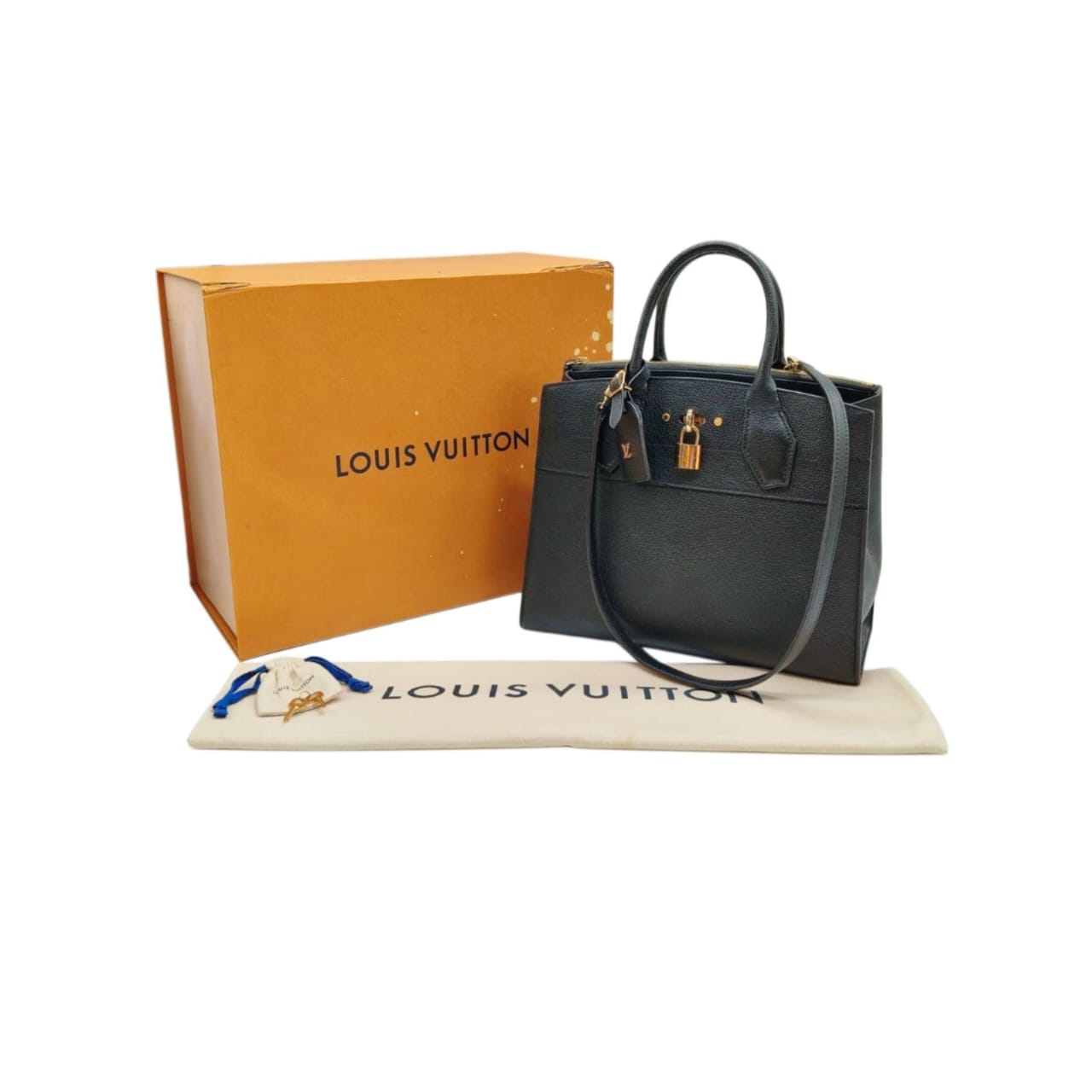 Louis Vuitton Black Grained Calfskin Leather City Steamer Shoulder Bag MM - Image 10