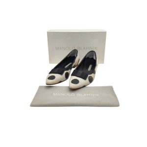 Manolo Blahnik Black & White Polka Dot Pointed-Toe Flats Size 39
