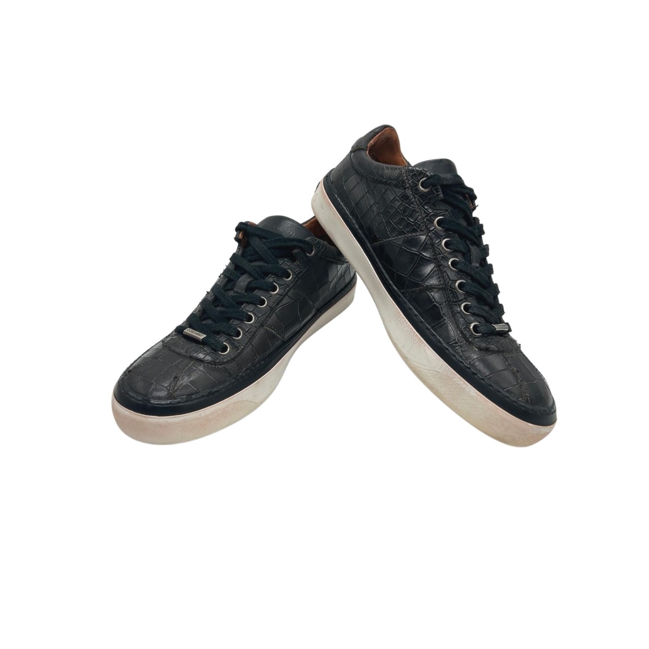 Jimmy Choo Black Croc-Embossed Belgravia Low-Top Sneakers size 39 - Image 7