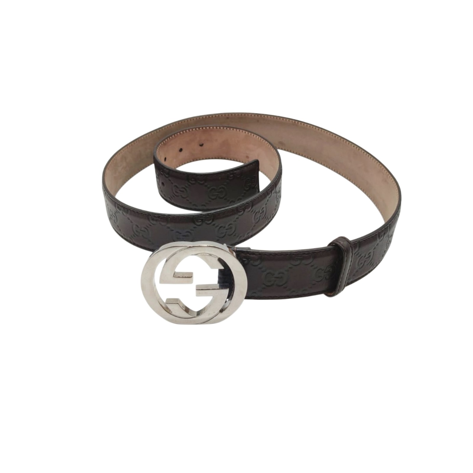 Gucci Guccissima Brown 40mm Leather Interlocking G Buckle Belt Size 105/42 - Image 5