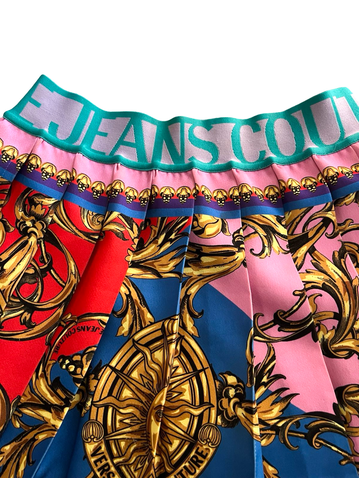 Versace Jeans Couture Baroque Pleated Skirt Size:small - Image 5