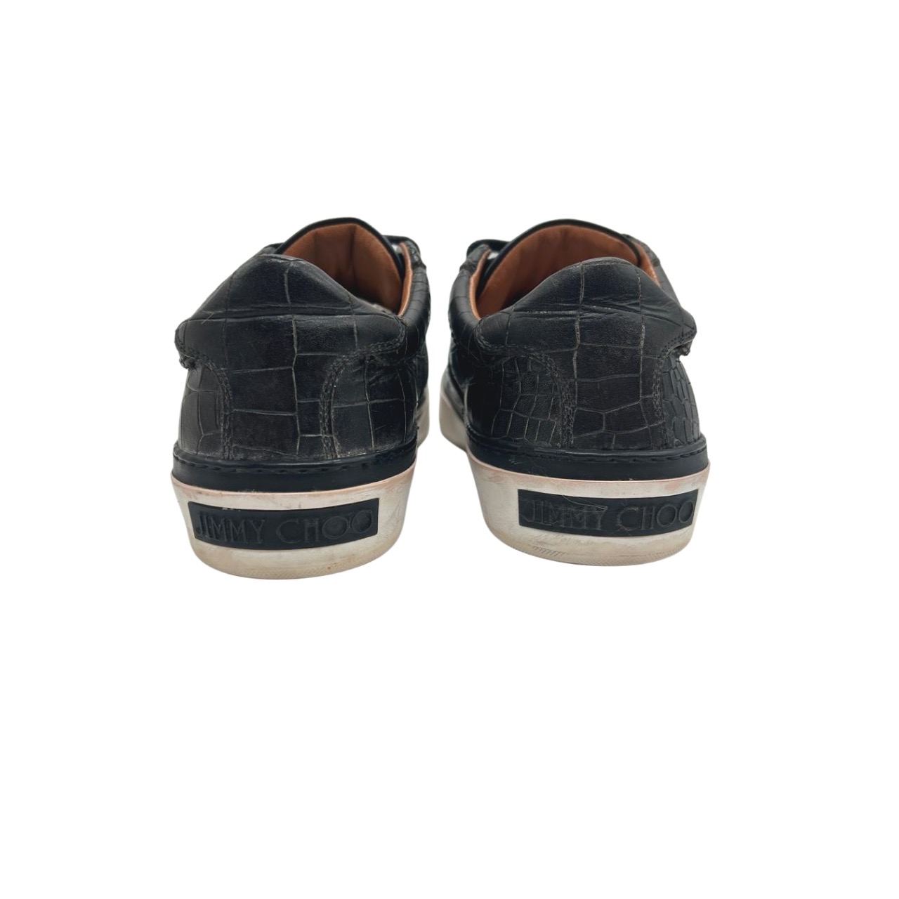 Jimmy Choo Black Croc-Embossed Belgravia Low-Top Sneakers size 39 - Image 9