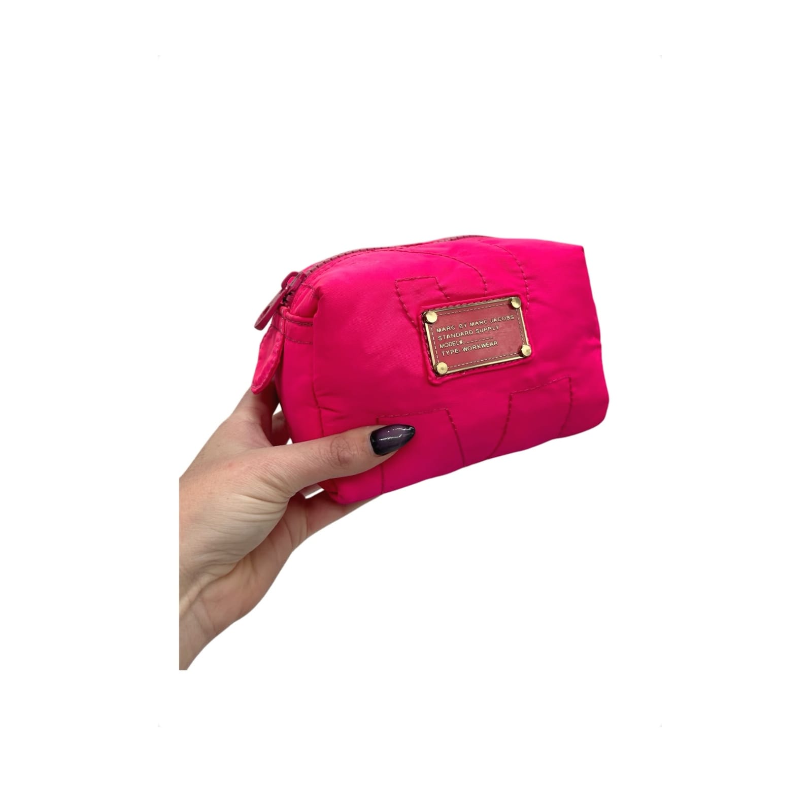 Marc By Marc Jacobs Hot Pink Quilted Nylon Zip Cosmetic Bag - Image 5